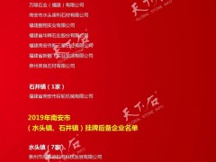 2019年度南安上市、挂牌后备企业名单